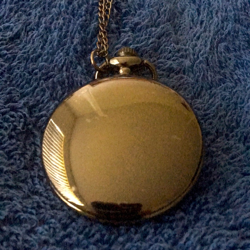 All-Black stainless steel pocket watch with chain